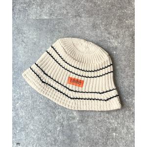 帽子 ハット つば先配色ニットバケハ