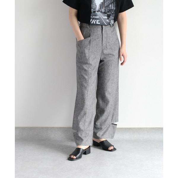 ワイドパンツ パンツ カットアウトメランジイージーパンツ　セットアップ可能 レディース