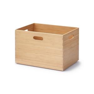 収納 重なる竹材長方形ボックス　大　約幅３７×奥行２６×高さ２４．５ｃｍ