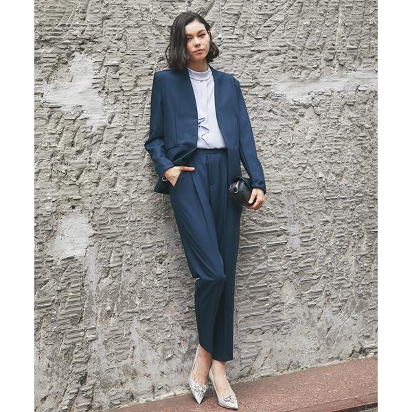 セレモニースーツ セットアップ 「自宅で洗える」 ノーカラージャケット＆テーパードパンツ2点セット ...