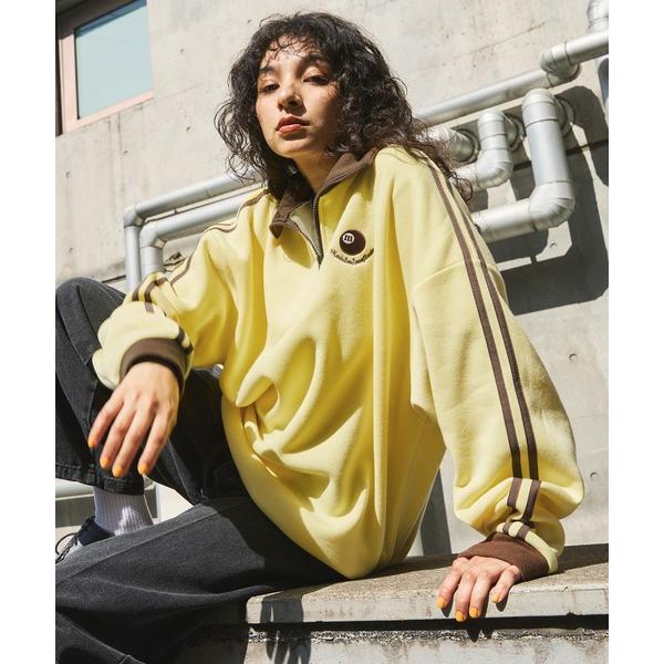 トレーナー スウェット オーバーサイズハーフジップスウェットプルオーバー 配色 ビリヤードロゴ ワン...