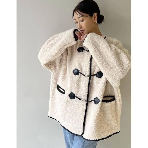 ブルゾン アウター 「金子麻貴さん着用」「低身長サイズ有」合皮パイピングビットボアブルゾン レディー...