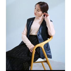 ICB（アイシービー） ベスト ジレ フェイクレザー ベスト レディース