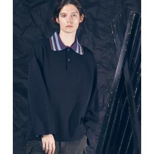 ニット メンズ 「UNISEX」Prime-Over Double-Face Crochet Collar Knit Polo Shirt/プライムー