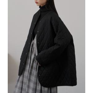 ジャケット ノーカラージャケット キルティングショートコート