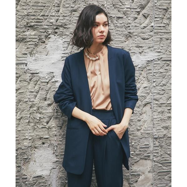 セレモニースーツ セットアップ 入園式 卒業式 「自宅で洗える」 ノーカラージャケット＆テーパードパ...