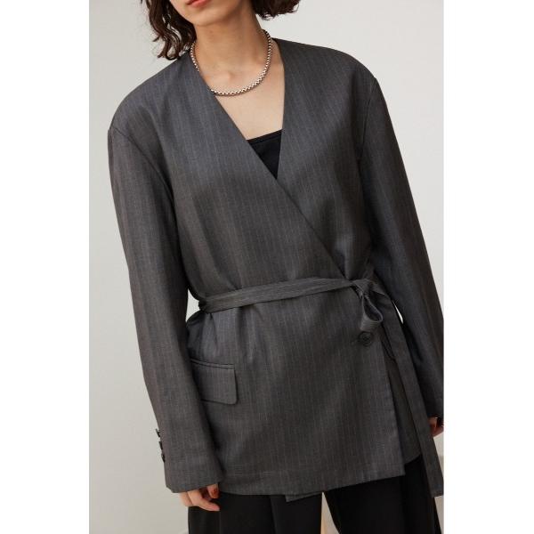 ジャケット テーラードジャケット ノーカラーベルトジャケット 羽織り/ アウター / キレイめ / ...