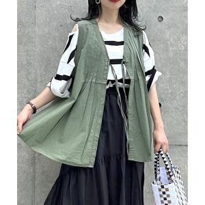 トップス フレアピンタックジレ