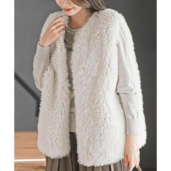 ベスト ジレ くるくるシープフェイクファーベスト レディース