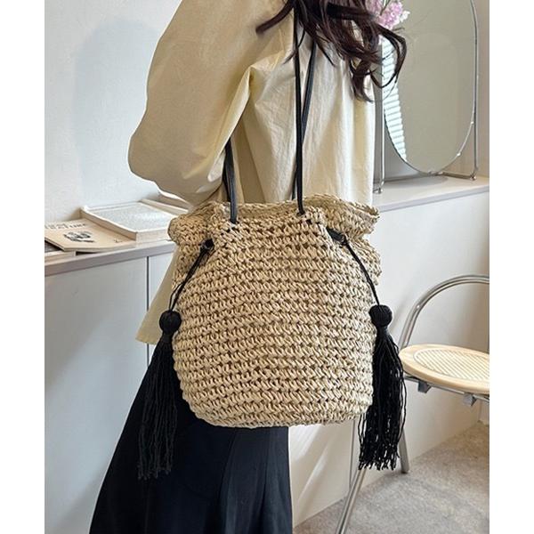 トートバッグ 手編み風カゴバック レディース