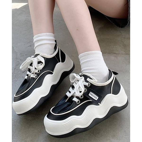 スニーカー なみなみソールモノトーンスニーカー レディース