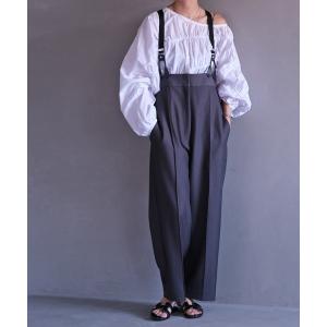 パンツ ストラップワイドパンツ レディース