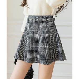 スカート グレンチェック柄ミニスカート