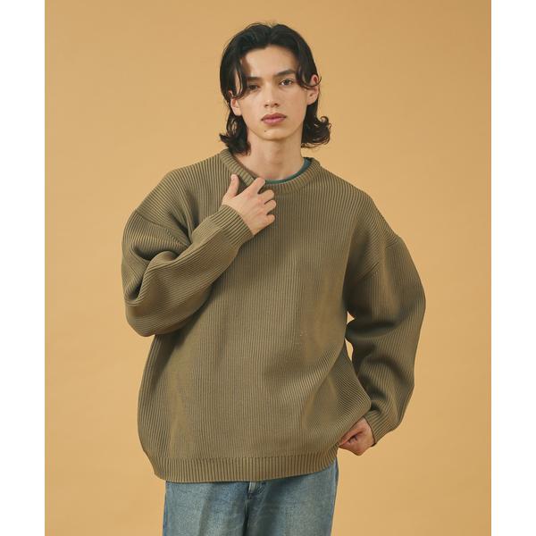 セーター ニット ルーズ シルエット ポリ ハイゲージ クルーネック ニット メンズ レディース