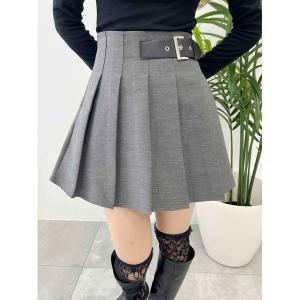 スカート ベルトデザインプリーツスカート