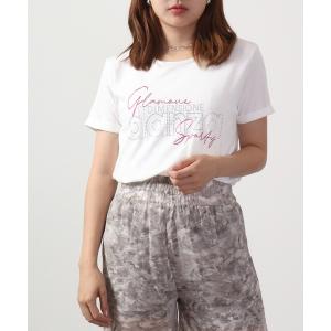 tシャツ 半袖 DIMENSIONE danza ロゴラインストーンTシャツ レディース