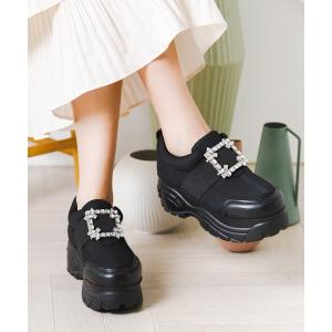 スニーカー 厚底ビジュースニーカー レディース