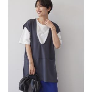tシャツ Tシャツ SET ポンチベスト+5分袖カットプルオーバー