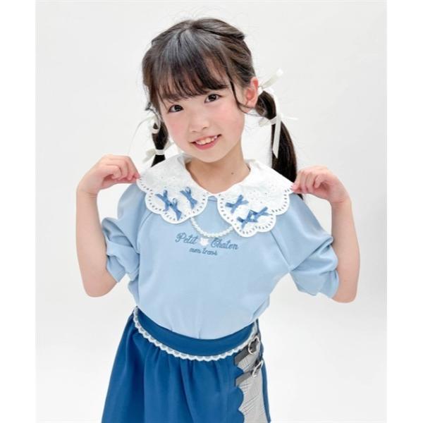 tシャツ 襟付きネコ刺繍トレーナー キッズ 子供服 女の子