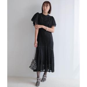 ドレス 2WAYショルダーパイピングレースドレス
