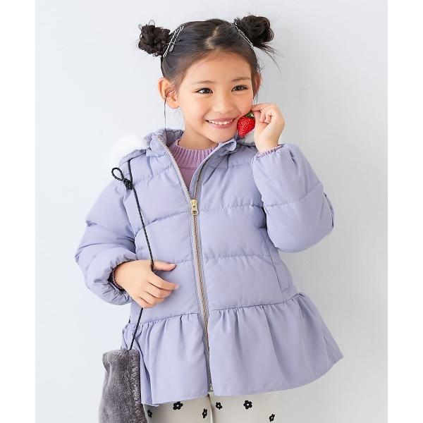 ダウン アウター 洗える ファイバーダウン フードが取り外せる ペプラム ジャケット キッズ 子供服...