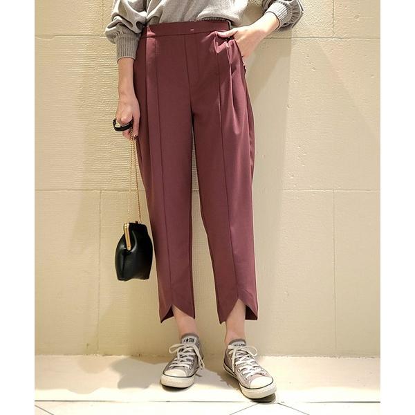 パンツ 楽ちんスリットテーパードパンツ レディース