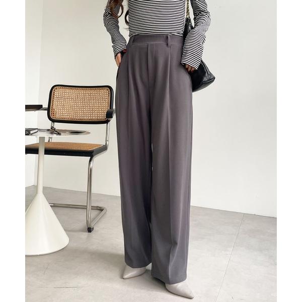 スラックス パンツ 「4サイズ展開」夏にぴったり！カットジョーゼットセンタープレスハイウエストセミワ...