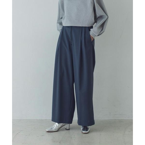 スラックス パンツ poplin stretch wide relax pants(ポプリンストレッ...