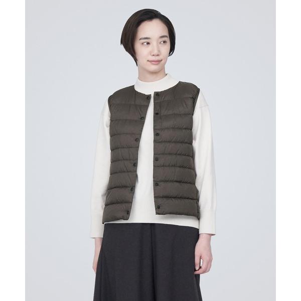 ダウンベスト ベスト 軽量ダウンノーカラーベスト（帯電防止裏地） レディース