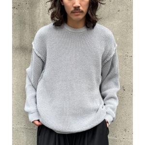 セーター ニット オーバーサイズ クルーネック無地ニット(ユニセックス)honeycomb crew-neck knit メンズ レディース