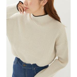 ニット レディース 限定展開　配色ライン リブニット