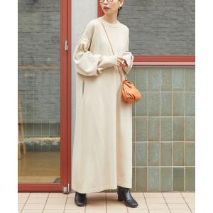 ワンピース 限定展開　フレア マキシ カラー ニットワンピース