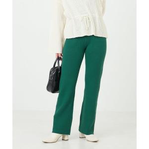 パンツ レディース 限定展開　リブ フレア ニット パンツ