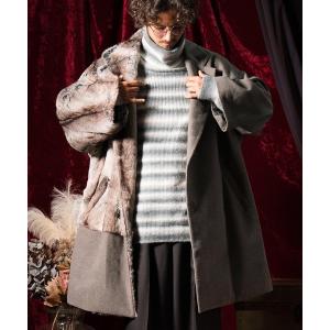 メンズ コート チェスターコート mj9444-Different materials combination coat コート｜zozo