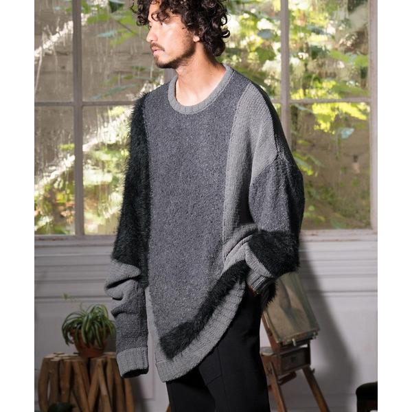 セーター ニット mn2822-Different materials switching desi...