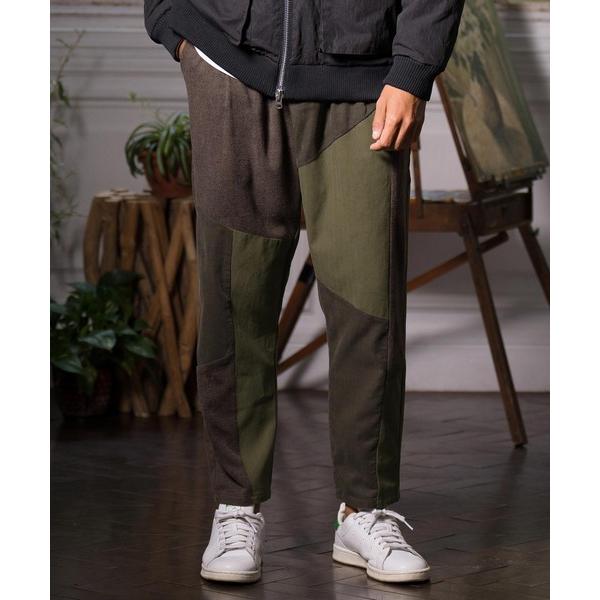 パンツ mp11423-Different materials switching design p...