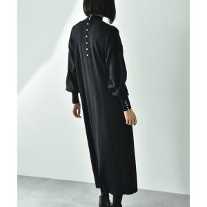 ワンピース 袖口ＢＡＣＫパールデザインニットワンピース