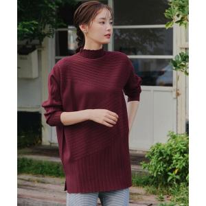 Tiaclasse ニット セーター 「大きいサイズ」ランダムリブ編みドルマン