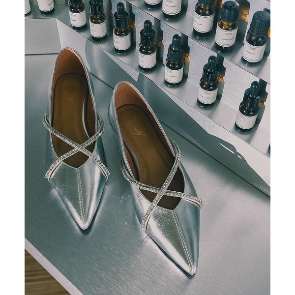 パンプス クロスストーンフラットシューズ