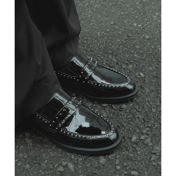 ローファー 「レイン対応」スタッズモチーフローファー レディース