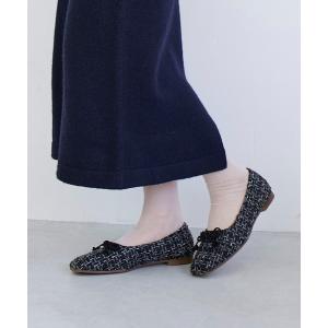 バレエシューズ パンプス スクエアツイードバレエシューズ