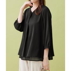 ブラウス シャツ シフォンレイヤードタックブラウス レディース