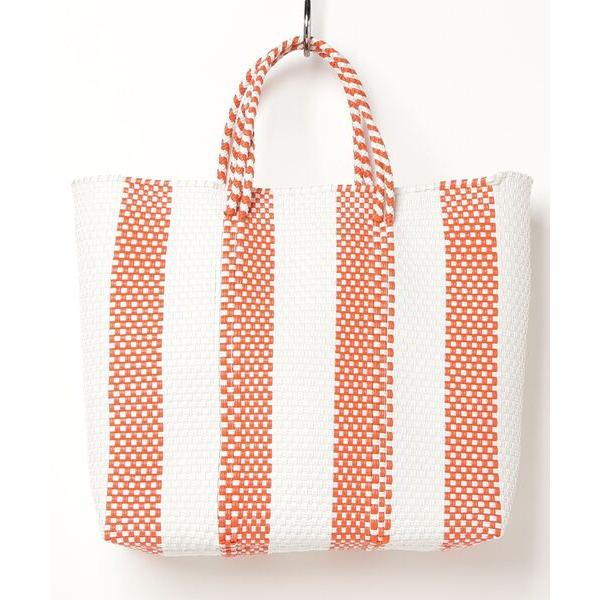かごバッグ カゴバッグ 「Moon Bird/ムーンバード」手編みのメルカドバッグSTRIPE（Ｌ）
