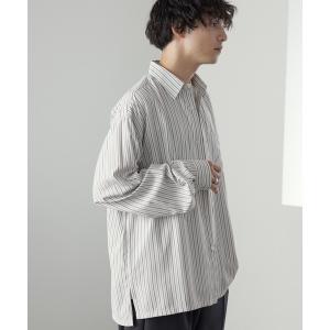 シャツ ブラウス メンズ ワイドルーズサイドスリットL/Sシャツ
