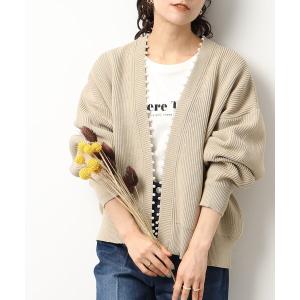 カーディガン フェイクパ−ル使い畦編みニットカーディガン レディース