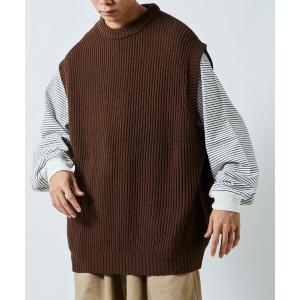 ベスト 限定展開 ビッグシルエット 畦編み クルーネック