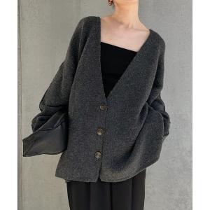 カーディガン 「サイズ展開あり」スリーブリンキングVネックカーディガン レディース