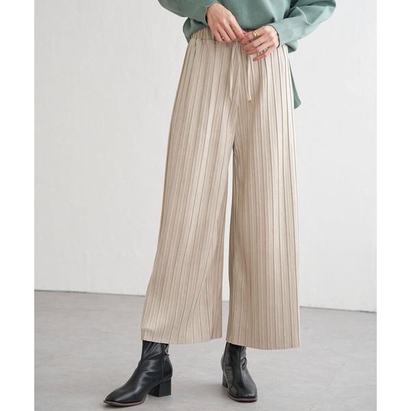 パンツ 「親子コーデ」スエードライクプリーツワイドパンツ レディース