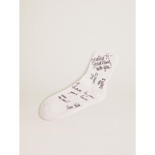 靴下 SOCKS HIGH RIB/LETTERING PRINTCOTTON BLEND YARN...
