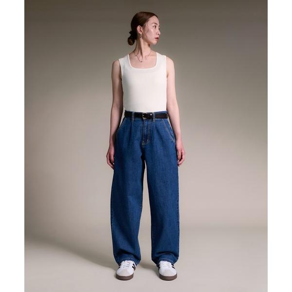 ワイドパンツ ジーンズ デニム デニムパンツ 3-8A5 ハイウエスト タック ワイド リサイクルデ...
